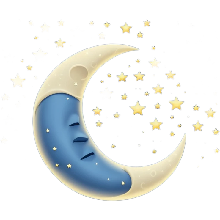 "Peaceful crescent moon in a starry night sky with soft glow, no people" emoji