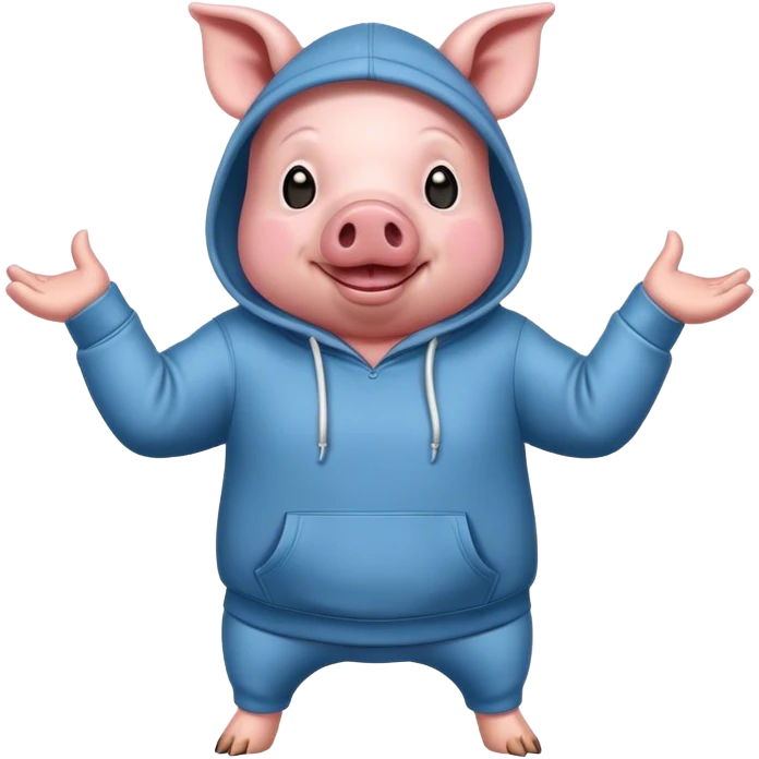 Dancing, pig and hoodie emoji