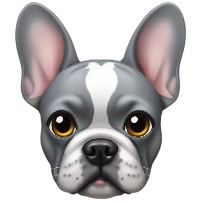 grey french bulldog head emoji