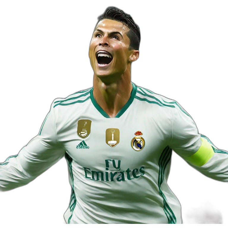 Cristiano Ronaldo celebrating a goal doing the siu emoji