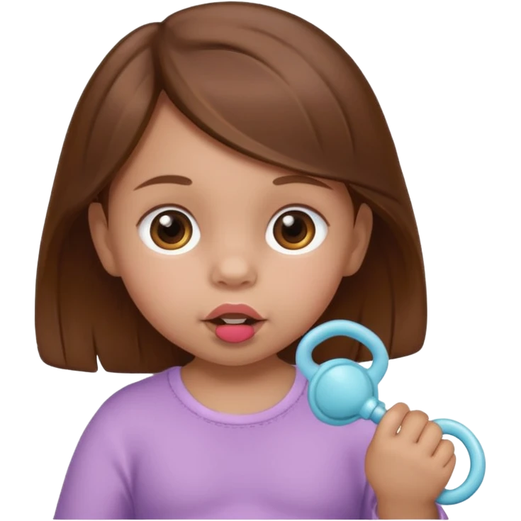 create a baby girl emoji from the 60. with brown hair and with pacifier emoji