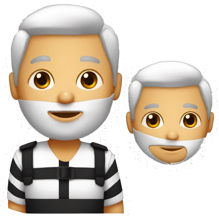 Prisionero blanco con banda negra en los ojos y vestido de mono naranja  emoji