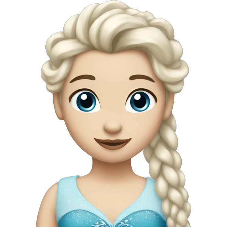duck with hair like Elsa from frozen, white braids, blue eyes emoji