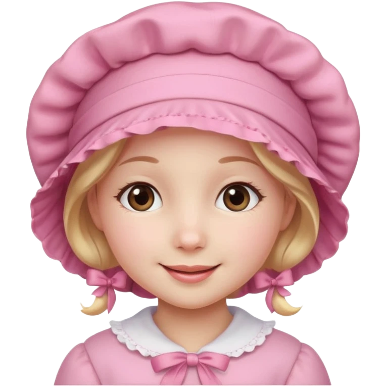 girl in a pink bonnet with rosy cheeks emoji