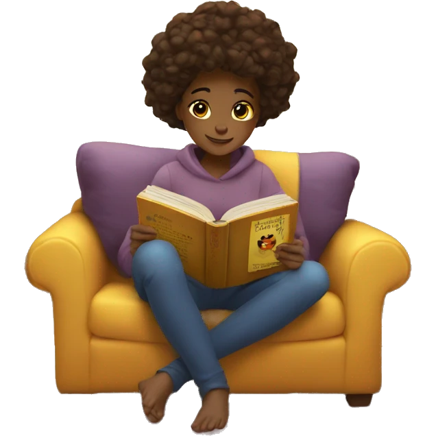 girl reading book cozy emoji