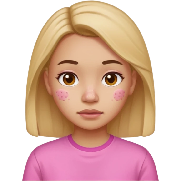 Chica con camisa rosada y granos en la cara emoji