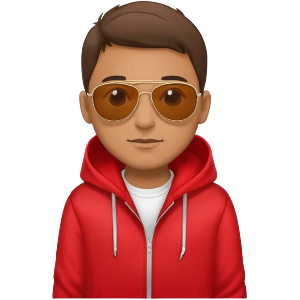 man with aviator sunglasses wearing a red hoodie emoji