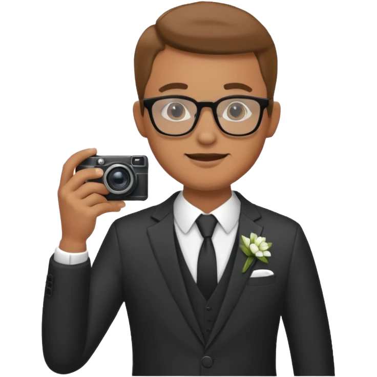 Hombre moreno con gafas haciendo fotos en una boda emoji