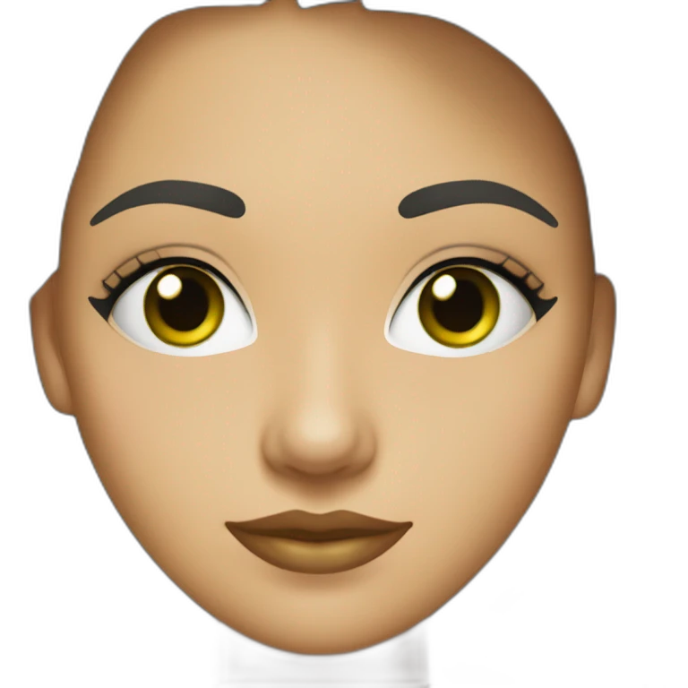 mujer de 22 años, ojos verdes, cabello negro, piel blanca, labios  gruesos nariz pequeña emoji