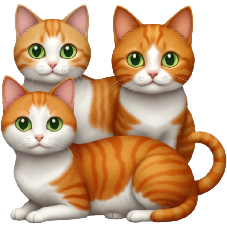 3 different coloured tiny short haired cats, including a dark grey and white cat with green eyes,and  a ginger and white with orange eyes and a brown tabby and white with hazel eyes emoji