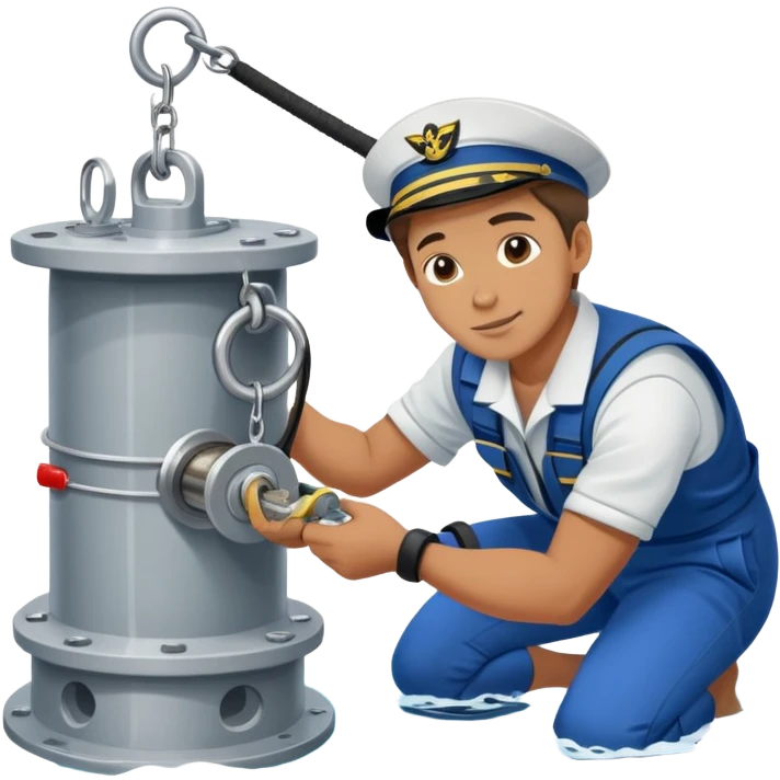 Russian sailor operating a winch to pull up sediment core samples from the sea bottom emoji