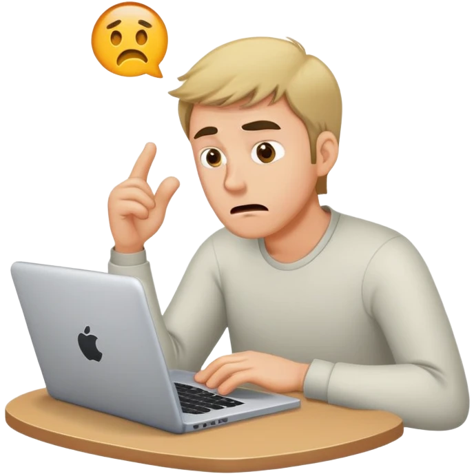 a man wasting time trying to find the ideal domain name emoji