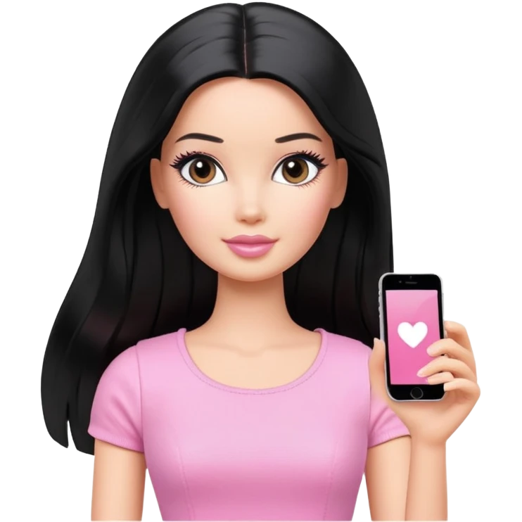 long black hair barbie with light pink top emoji