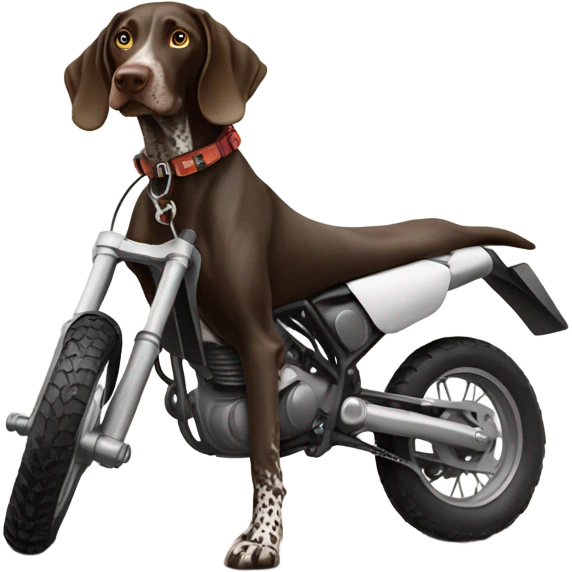 German shorthair pointer on a dirt bike emoji