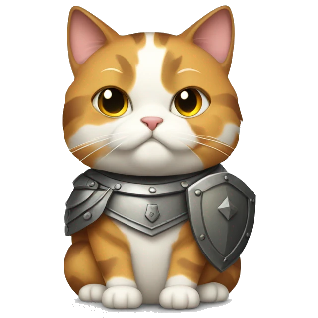 Fat calico cat with a shield  emoji