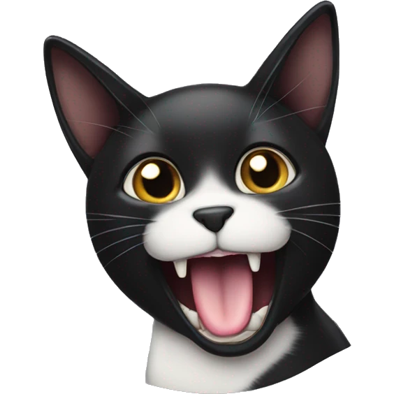 Black cat drooling for food emoji