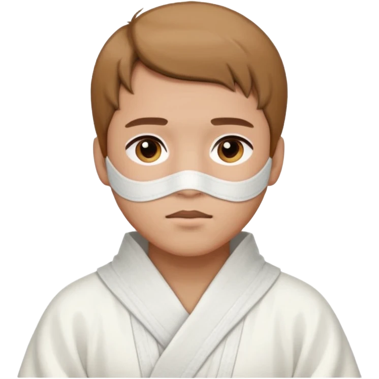 A man with light brown hair in white Chinese robes, with bandages around his neck. emoji