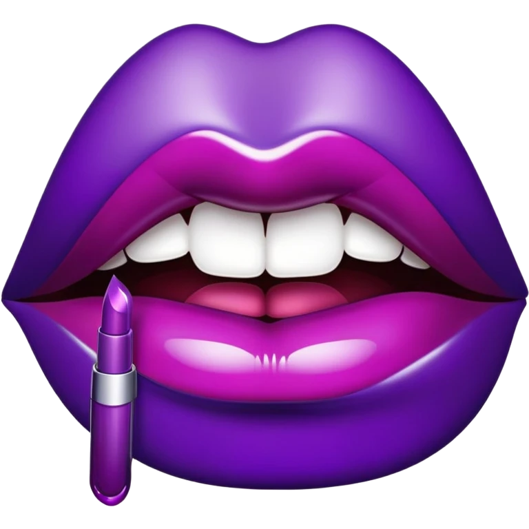 Lips with  lipstick with dark purple  drips emoji