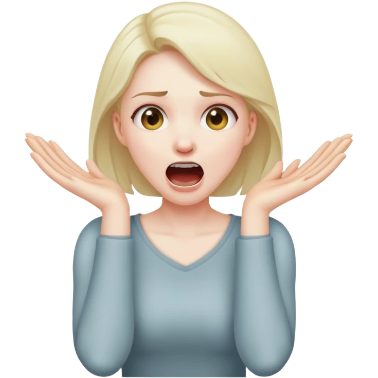 a girl with her arms crossed on her neck screaming emoji