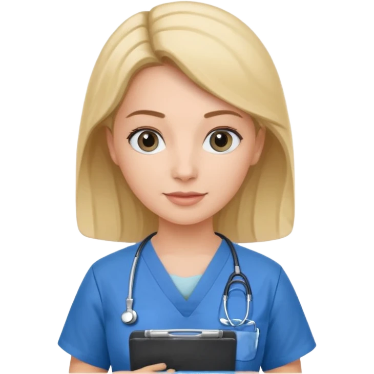 female neurosurgeon in scrubs holding clipboard emoji