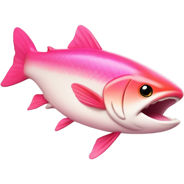 Hot pink salmon flying through sky emoji