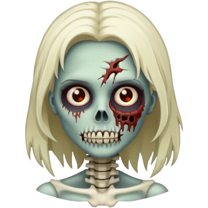 Undead zombie girl with half skeleton face emoji