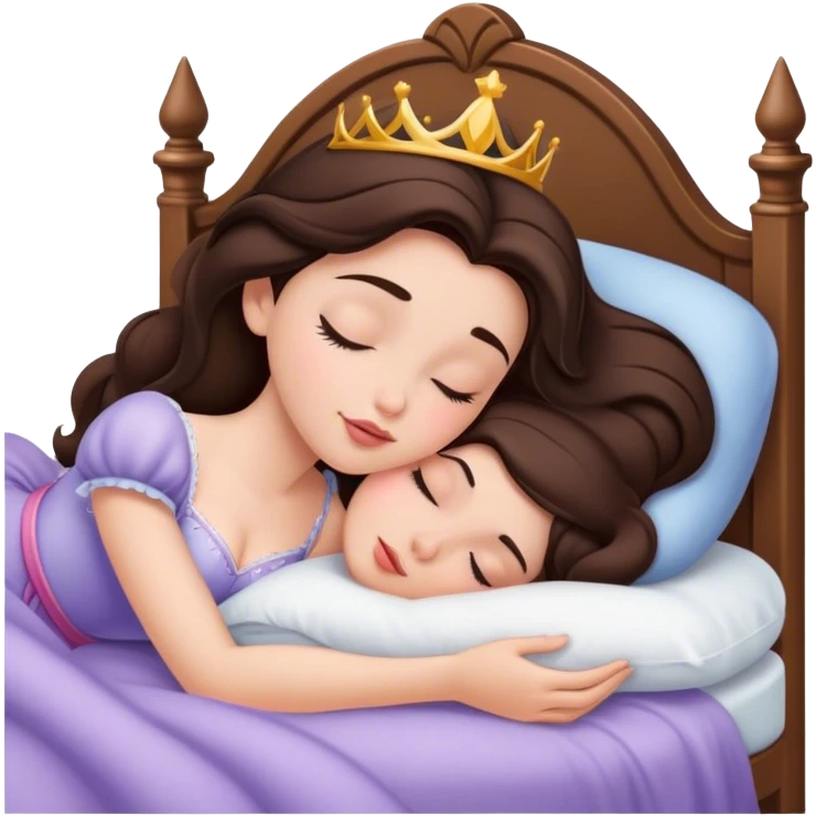 Sleeping brunette beauty princess Disney, bed emoji
