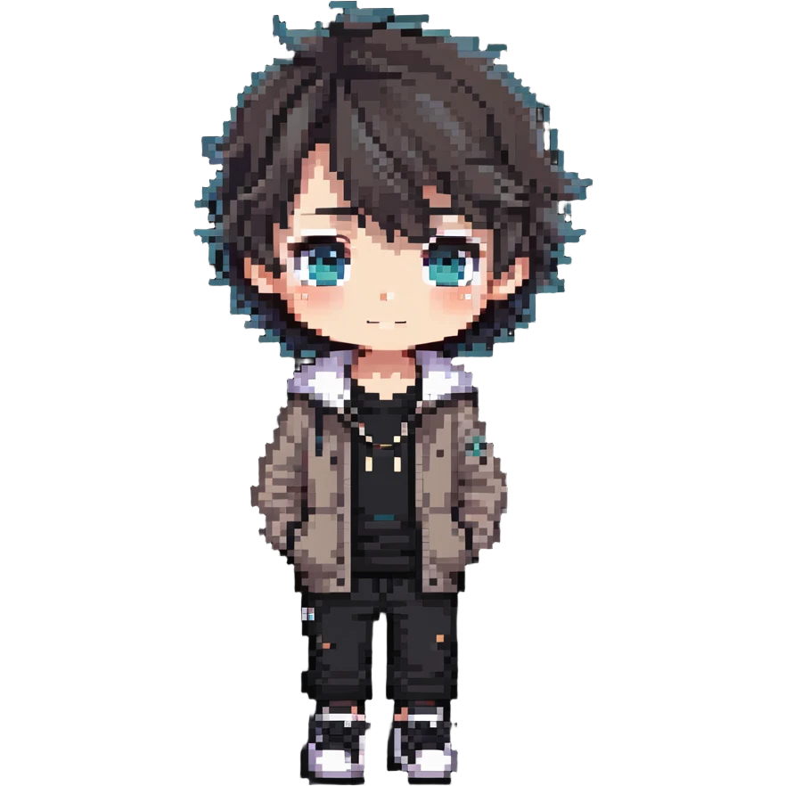 adorable chibi boy with big eyes and casual clothes emoji