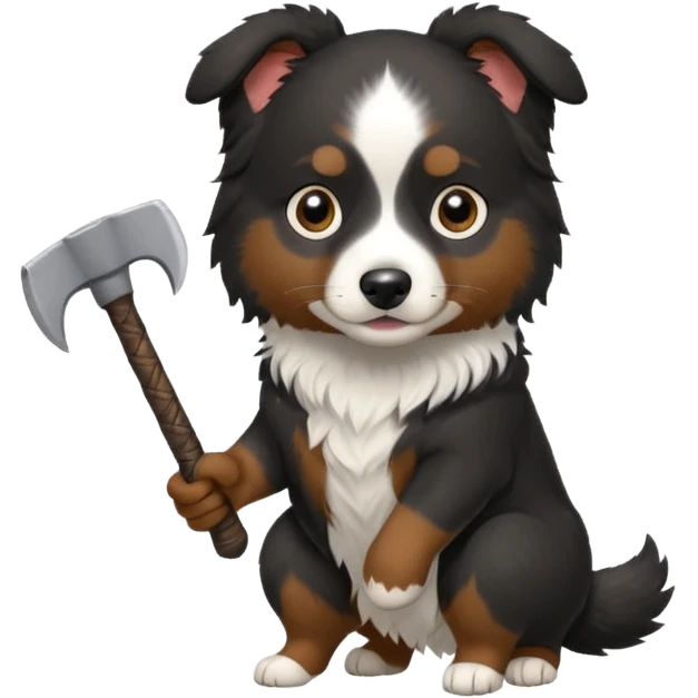 black mini australian shepherd with an axe  emoji