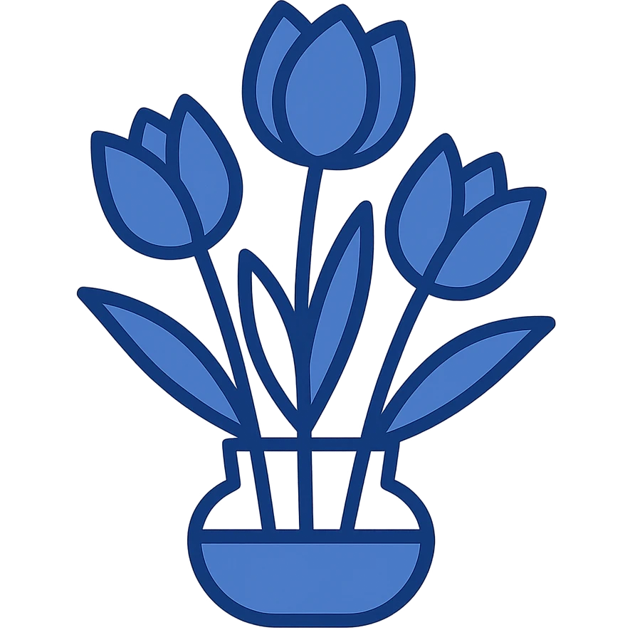 blue tulip bouquet, illustration style, transparent background emoji