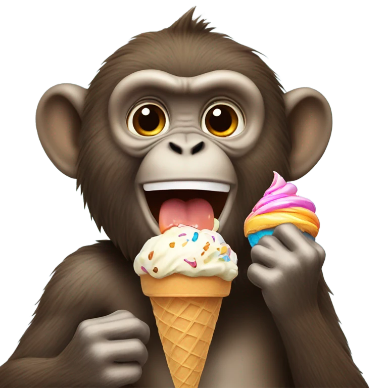 Monkey eating ice cream emoji