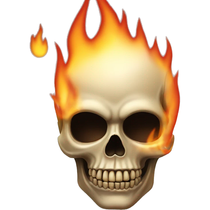 Skull in flames with left eyebrow up emoji