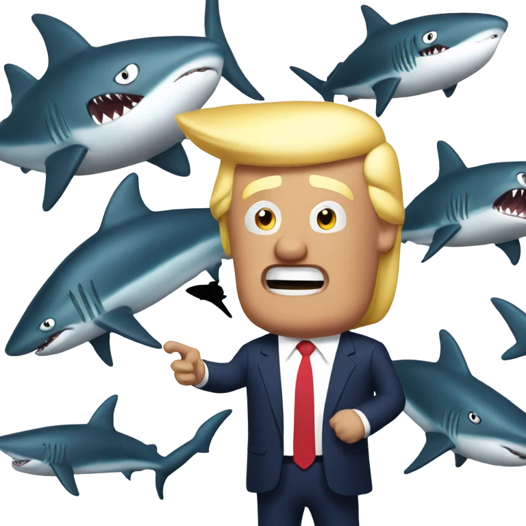 Trump with a battery and sharks emoji