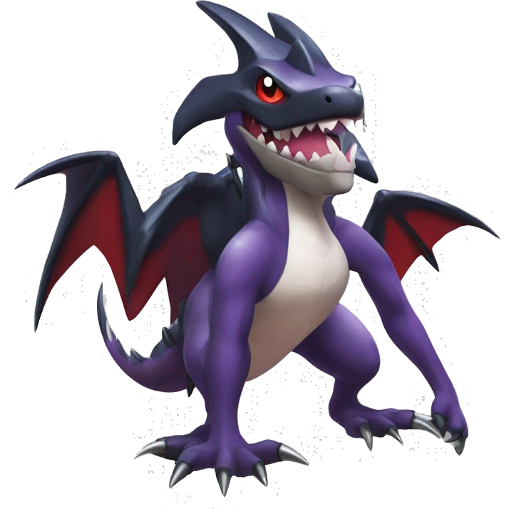 Black Cool Edgy Nargacuga-Garchomp-Noivern Fakémon  with White and Red and purple and black Edgy markings emoji