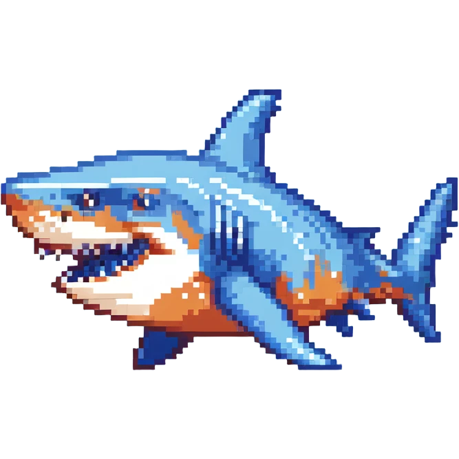 shark with blue shoes pixel art emoji