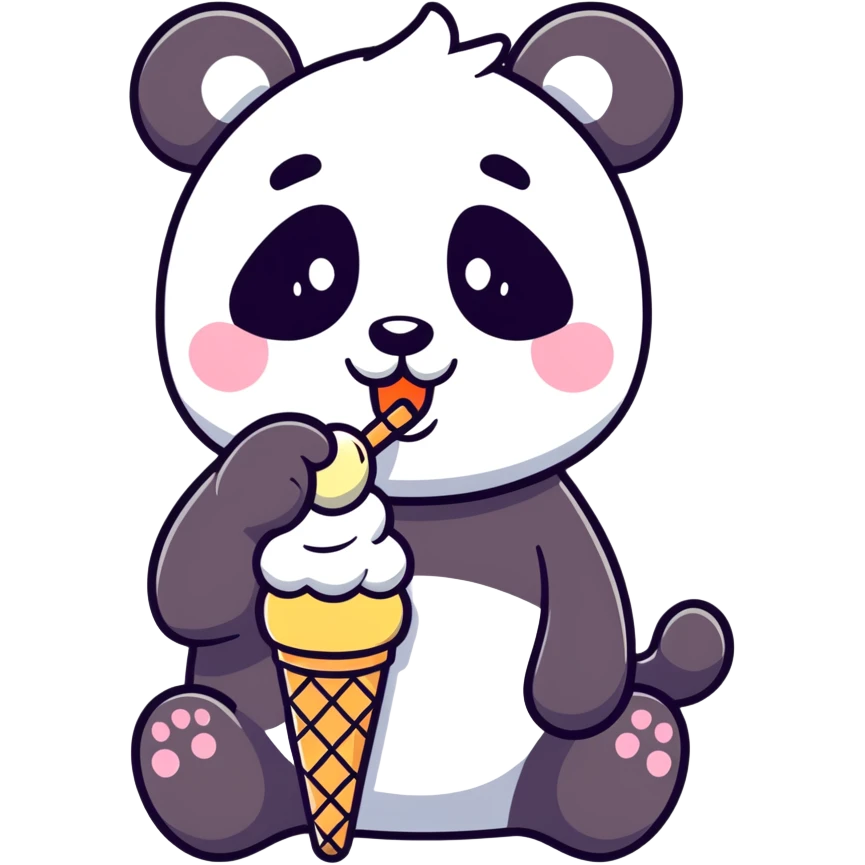 Panda eating ice cream emoji