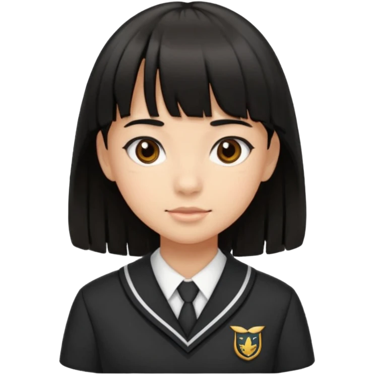 a middle school girl in a school uniform and black hair, and bangs emoji