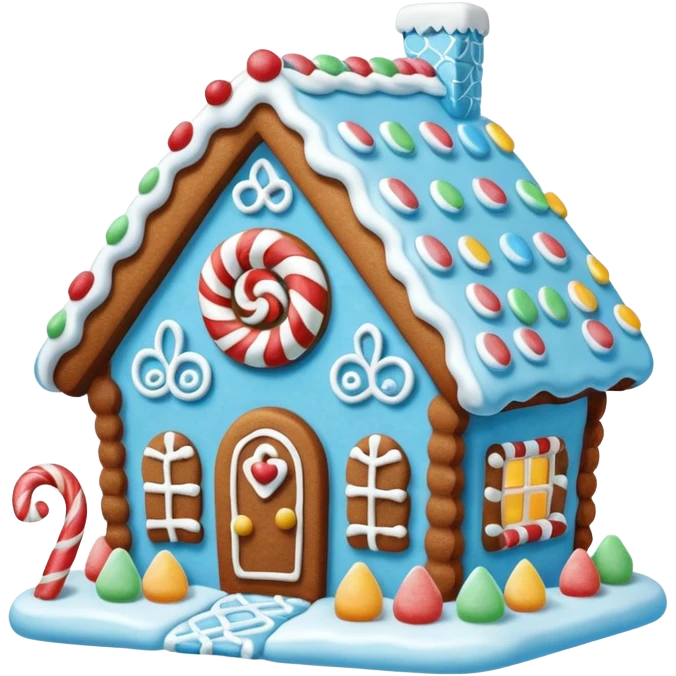 Light blue gingerbread house emoji