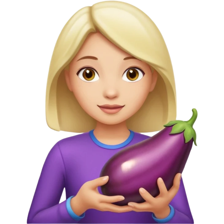 Girl handing over and eggplant * emoji