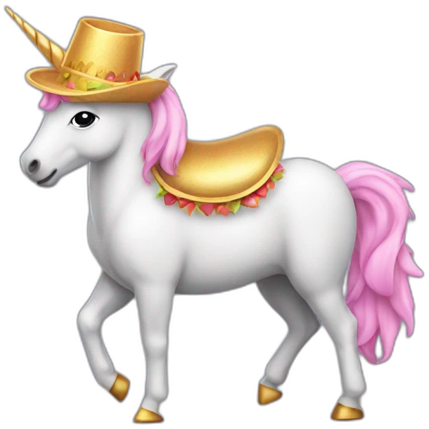 Unicornio con sombrero de navidad emoji