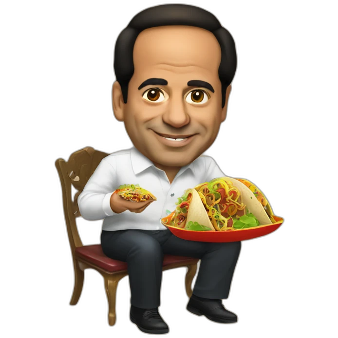 Abdel Fattah El-Sisi wearing mexican and eating tacos emoji