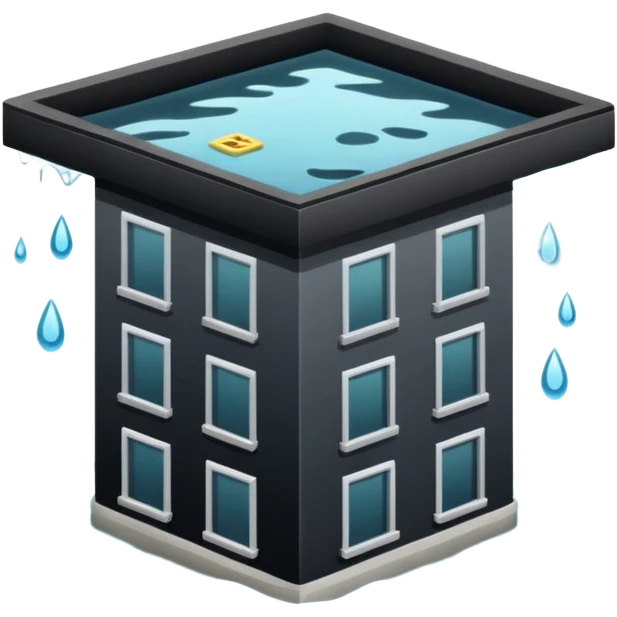 an apartment complex in flood (more than half of the building is underwater) emoji