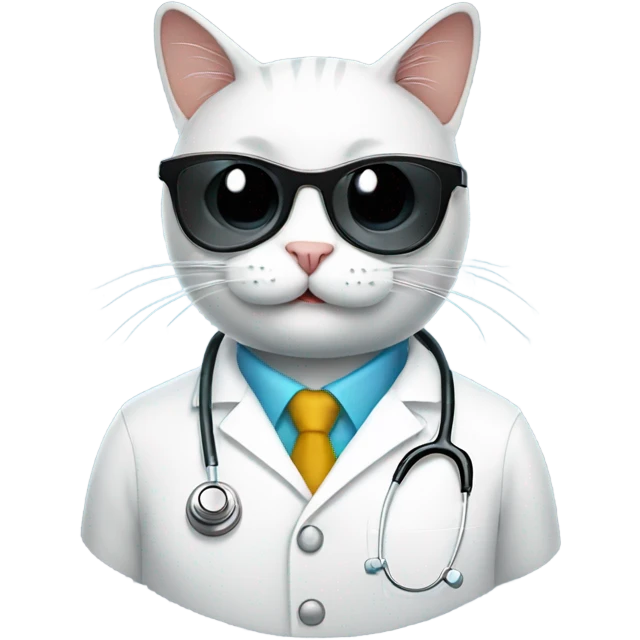 smiling doctor cat wearing dark black sunglasses emoji