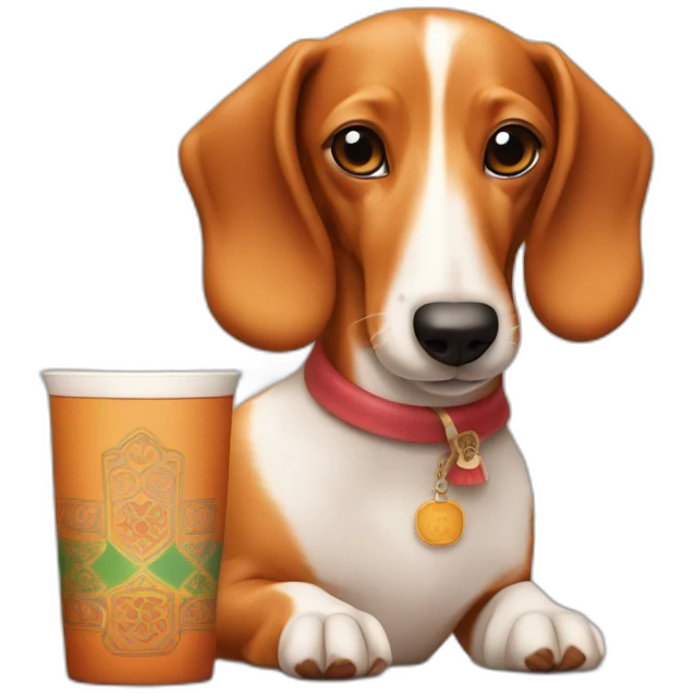Ginger sausage dog with Moroccan tea emoji
