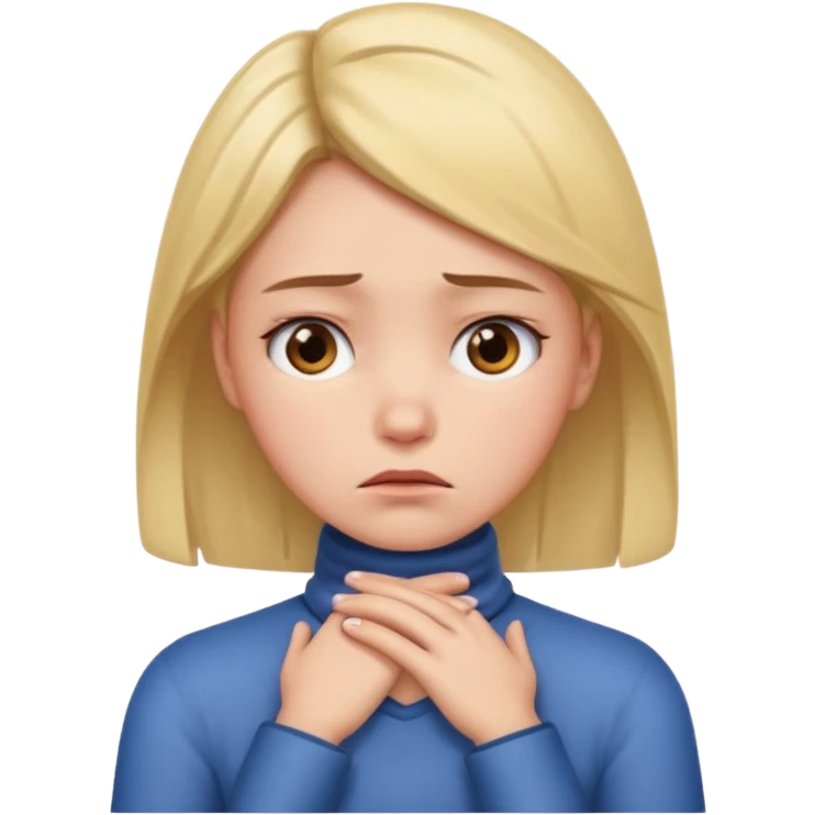 Girl with hands around neck looking upset emoji