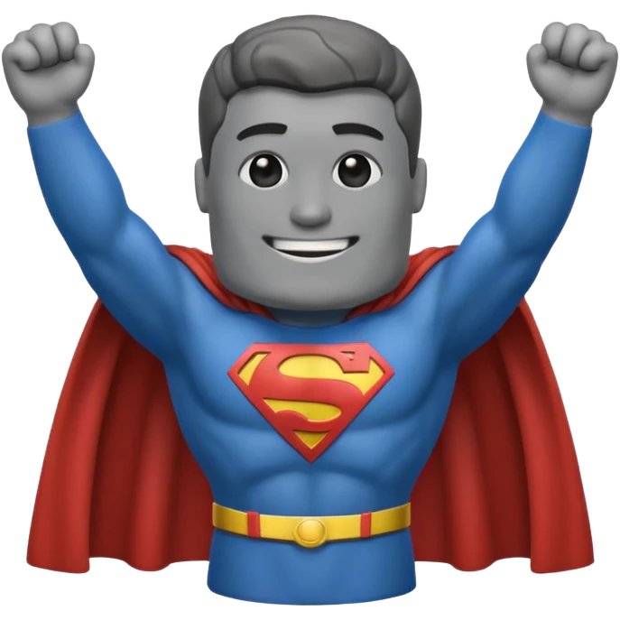 a moai emoji with a superman cape with the original facw emoji