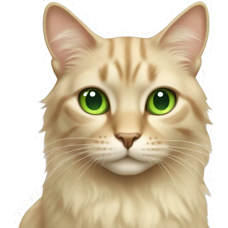 Beige cat with green eyes long hair emoji