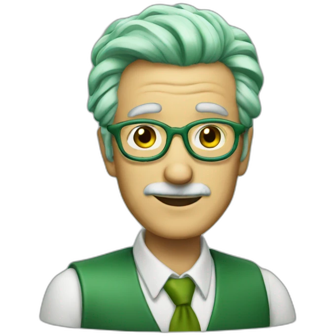 50 years professor with green hair emoji