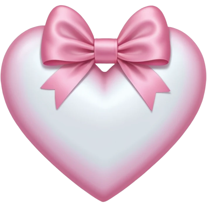 A White Heart with a pink bow around it emoji