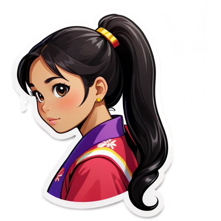 Filipino girl with ponytail long black hair emoji